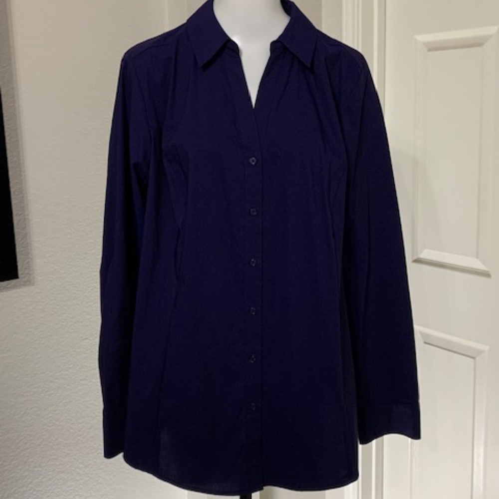 NWT Lane Bryant Navy Button Up Shirt Size 24